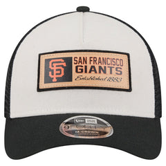 San Francisco Giants Text A-Frame Trucker 9FORTY Hat Stone/Black | New Era