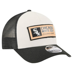 Chicago White Sox Text A-Frame Trucker 9FORTY Hat Stone/Black | New Era