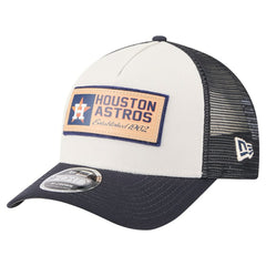 Houston Astros Text A-Frame Trucker 9FORTY Hat Stone/Navy | New Era