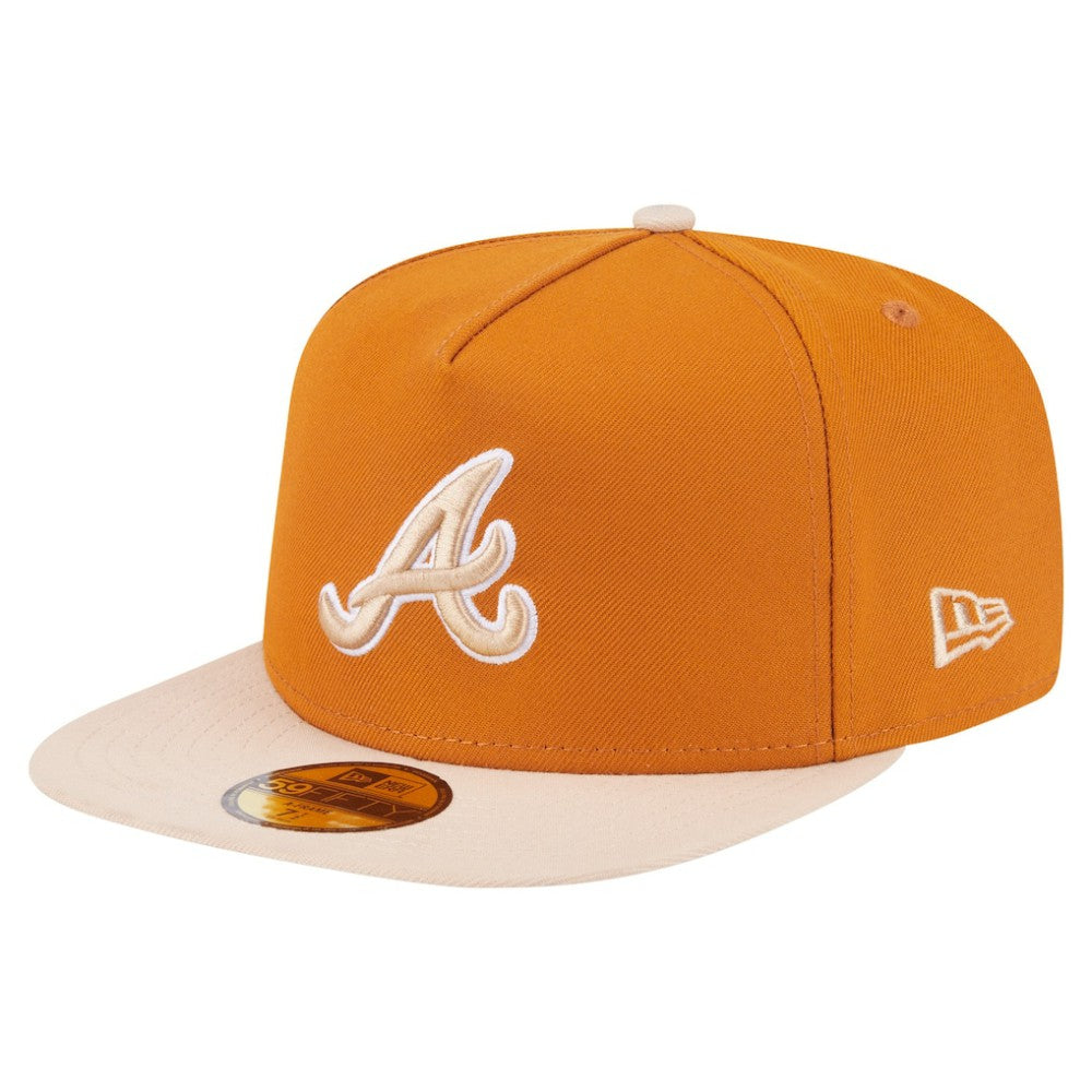 Atlanta Braves Two-Tone Color Pack A-Frame 59FIFTY Fitted Hat Orange/Light Beige | New Era