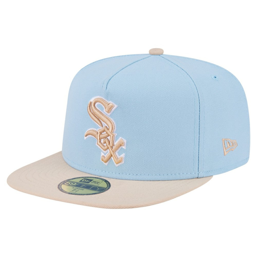 Chicago White Sox Two-Tone Color Pack A-Frame 59FIFTY Fitted Hat Light Blue/Cream | New Era