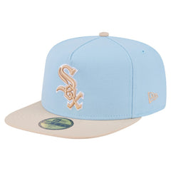 Chicago White Sox Two-Tone Color Pack A-Frame 59FIFTY Fitted Hat Light Blue/Cream | New Era