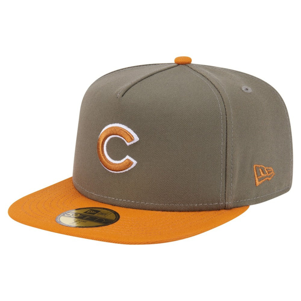 Chicago Cubs Two-Tone Color Pack A-Frame 59FIFTY Fitted Hat Olive/Orange | New Era