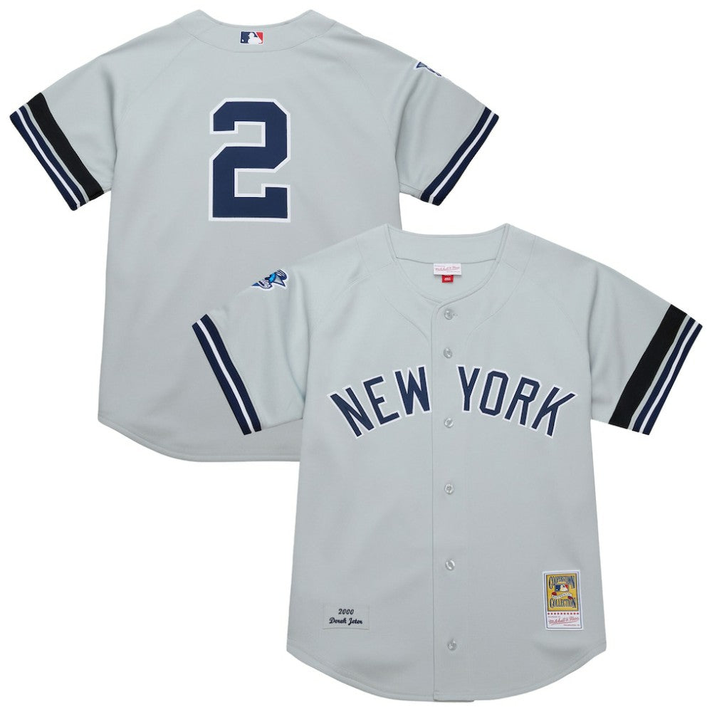 Derek Jeter New York Yankees Cooperstown Collection 2000 World Series Authentic Jersey - Gray