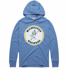 Milwaukee Brewers Homage Lightweight Raglan Tri-Blend Pullover Hoodie Powder Blue