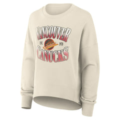 Vancouver Canucks Fanatics Women's Oversized Vintage Slice Pullover Sweatshirt Cream