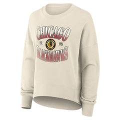 Chicago Blackhawks Fanatics Women's Oversized Vintage Slice Pullover Sweatshirt Cream