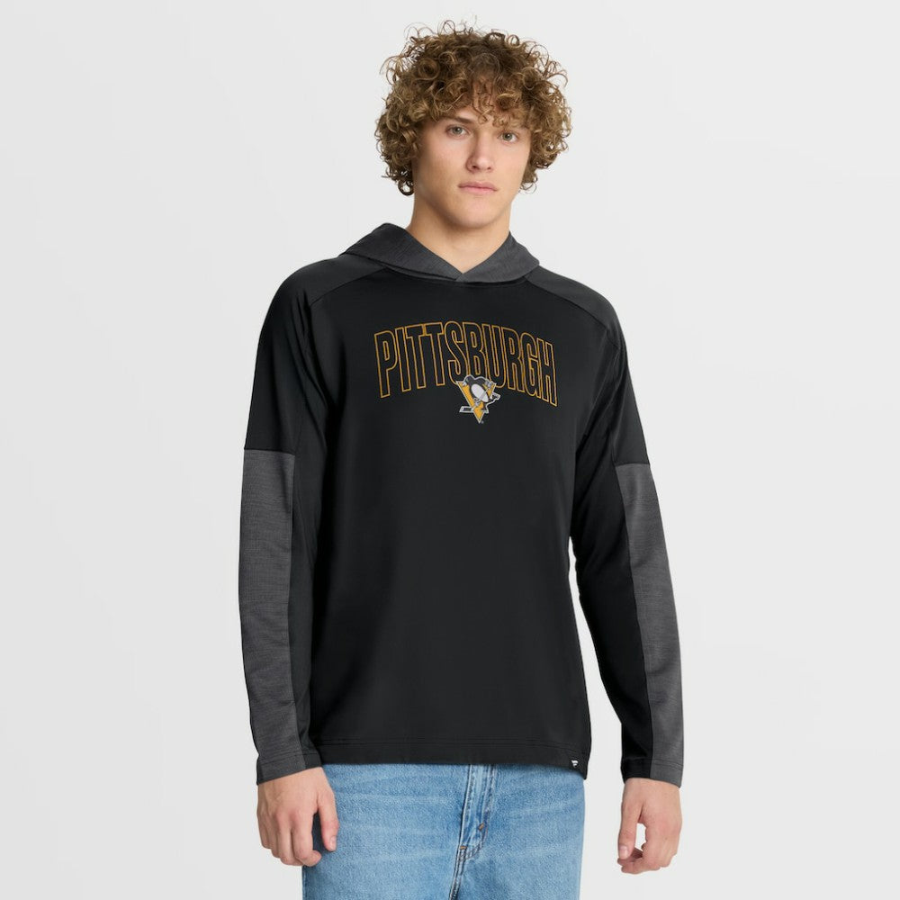 Pittsburgh Penguins Fanatics Penalty Shot Long Sleeve Hoodie T-Shirt Black