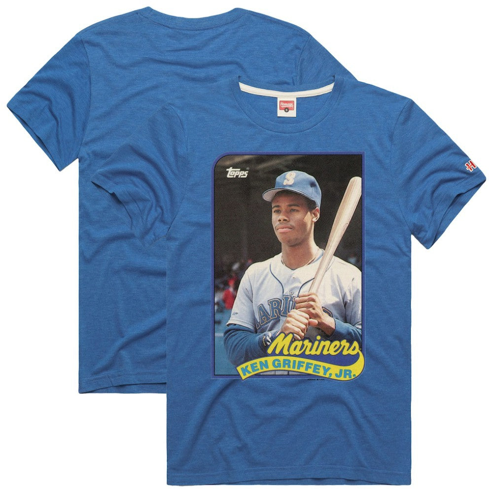 Ken Griffey Jr. Seattle Mariners Homage 1989 Topps Baseball Card Player T-Shirt Royal