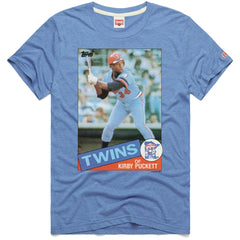 Kirby Puckett Minnesota Twins Homage 1985 Topps Baseball Card Player Tri-Blend T-Shirt Light Blue