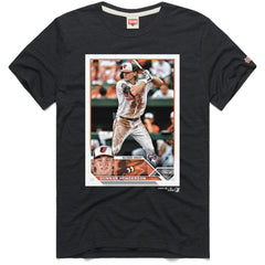 Gunnar Henderson Baltimore Orioles Homage 2023 Topps Baseball Card Player T-Shirt Charcoal