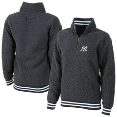 New York Yankees G-III 4Her by Carl Banks Women's Play Action Sherpa Fleece Quarter-Zip Jacket Gray