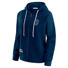 Boston Red Sox WEAR by Erin Andrews Women's Vintage Full-Zip Raglan Hoodie Navy