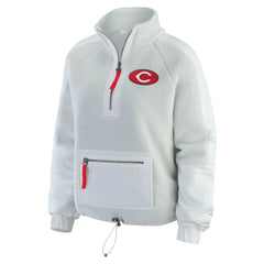 Cincinnati Reds WEAR by Erin Andrews Women's Polar Fleece Quarter-Zip Jacket Gray
