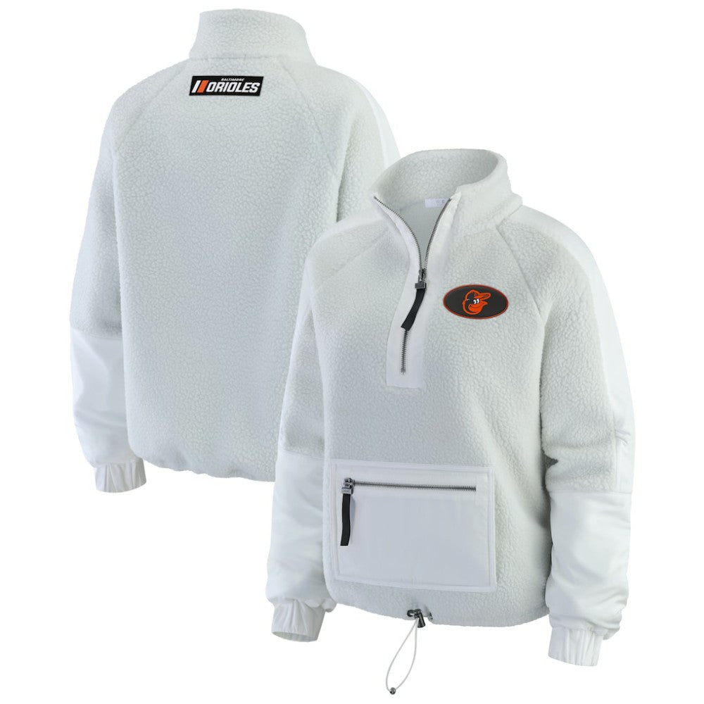 Baltimore Orioles WEAR by Erin Andrews Women's Polar Fleece Quarter-Zip Jacket Gray
