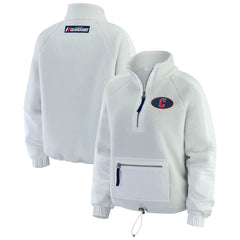 Cleveland Guardians WEAR by Erin Andrews Women's Polar Fleece Quarter-Zip Jacket Gray