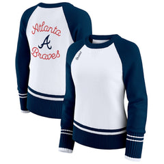 Atlanta Braves WEAR by Erin Andrews Women's Colorblock Raglan Sweater White
