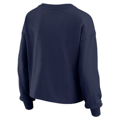 Houston Astros WEAR by Erin Andrews Women's Heavy Rugby Jersey Cropped Long Sleeve T-Shirt & Shorts Lounge Set Navy