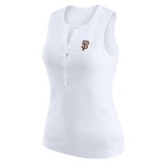 San Francisco Giants WEAR by Erin Andrews Women's Rib-Knit Henley Tank Top White