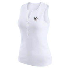 San Diego Padres WEAR by Erin Andrews Women's Rib-Knit Henley Tank Top White