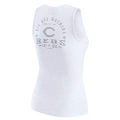 Cincinnati Reds WEAR by Erin Andrews Women's Rib-Knit Henley Tank Top White