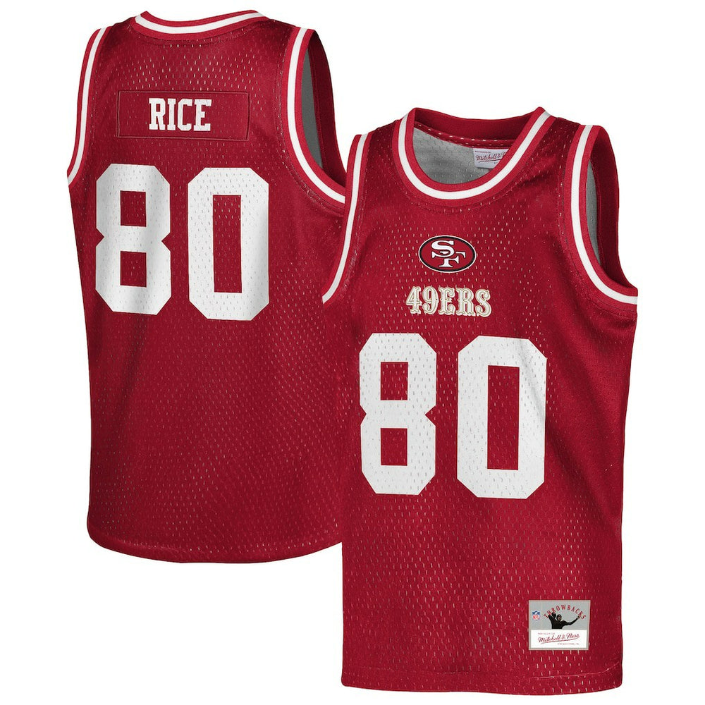 Jerry Rice San Francisco 49ers Youth Retired Player NFL Basketball Fashion Jersey - Scarlet outlet
