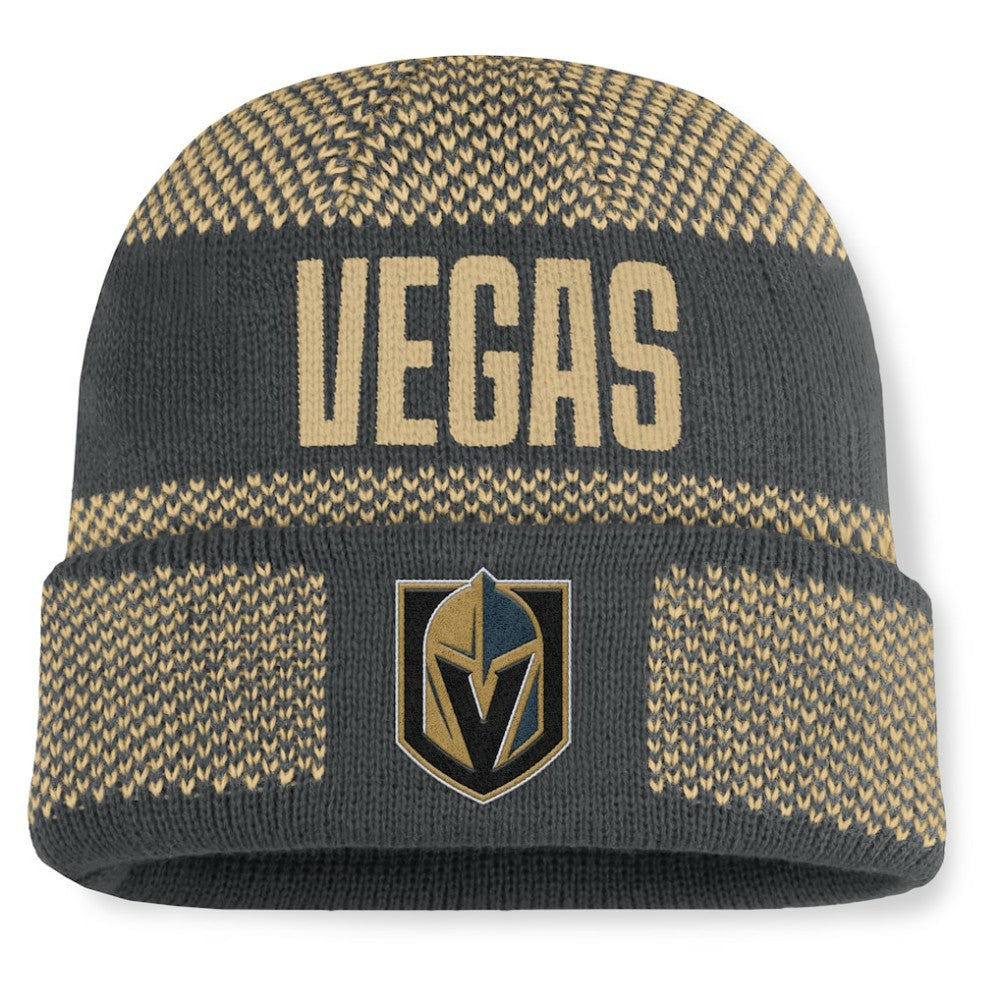 Vegas Golden Knights Fanatics Fundamentals Shelter Cuffed Knit Hat Charcoal/Gold