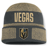 Vegas Golden Knights Fanatics Fundamentals Shelter Cuffed Knit Hat Charcoal/Gold