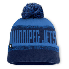 Winnipeg Jets Fanatics Fundamentals Thrive Cuffed Knit Hat with Pom Navy/Blue