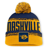 Nashville Predators Fanatics Fundamentals Thrive Cuffed Knit Hat with Pom Gold/Navy