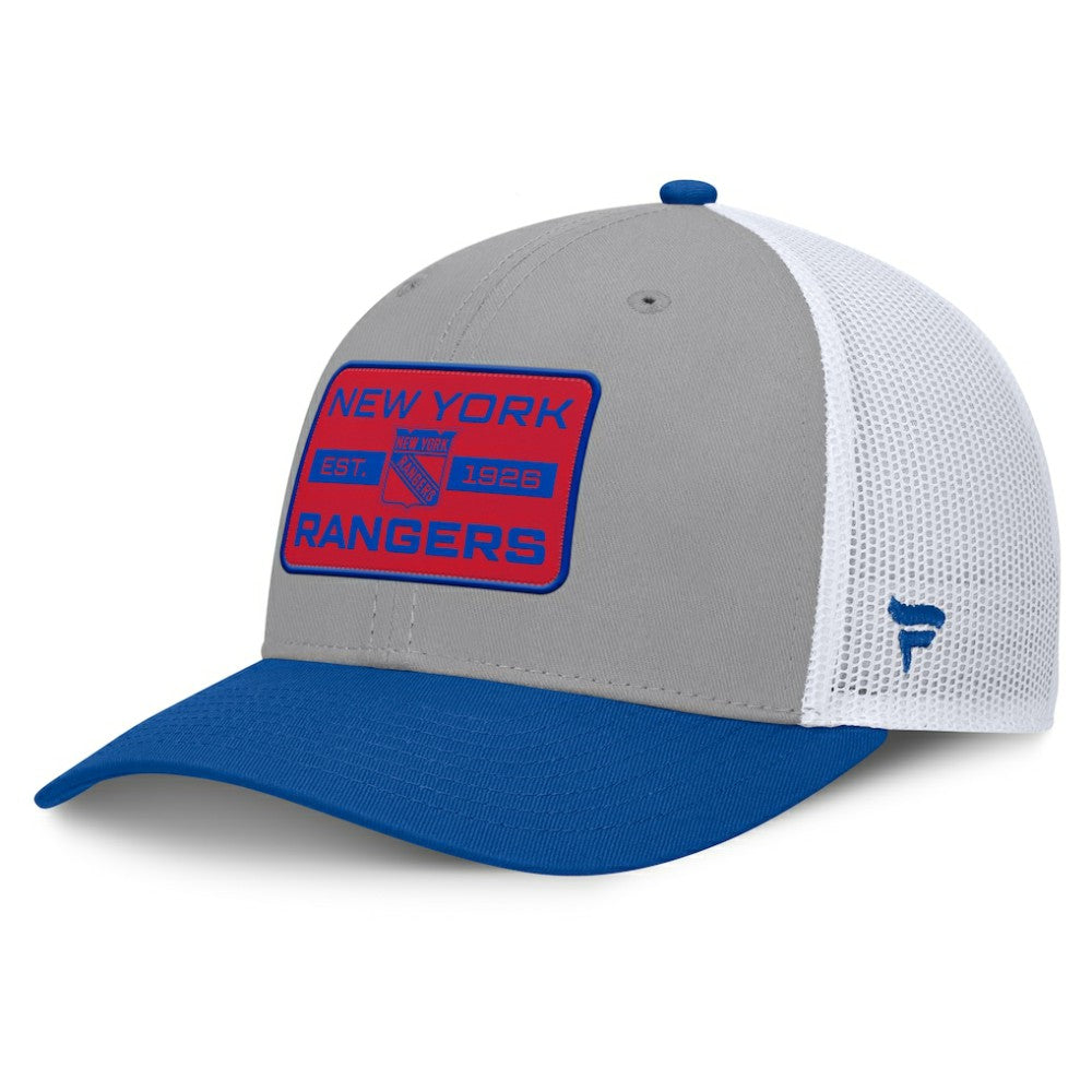 New York Rangers Fanatics Fundamental Adapt Trucker Adjustable Hat Gray/Blue