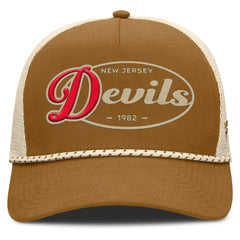 New Jersey Devils Fanatics Heritage Fetch A-Frame Trucker Adjustable Hat Brown/Cream