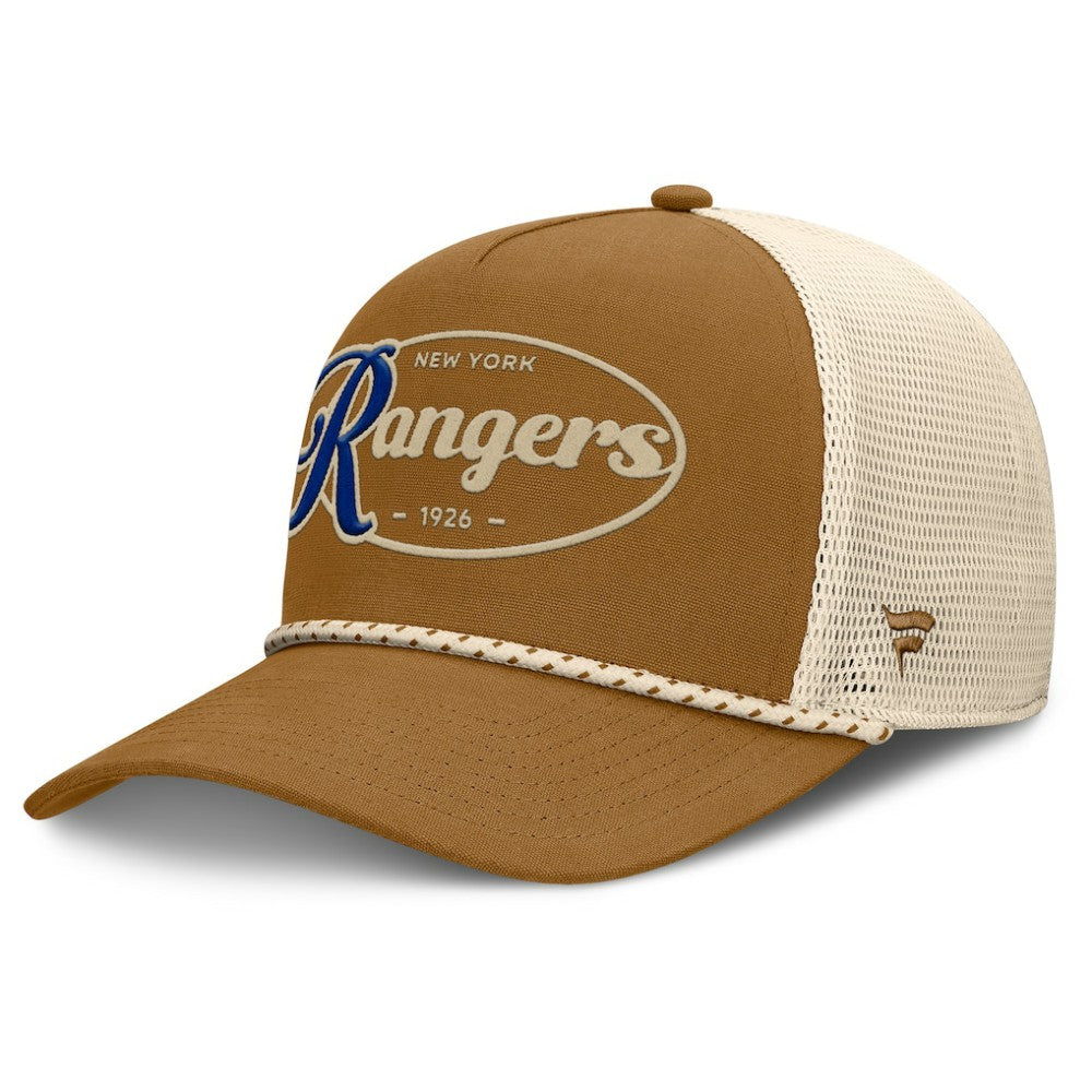 New York Rangers Fanatics Heritage Fetch A-Frame Trucker Adjustable Hat Brown/Cream