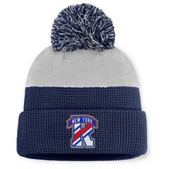New York Rangers Fanatics Authentic Pro Home Ice Cuffed Knit Hat with Pom Navy/Gray