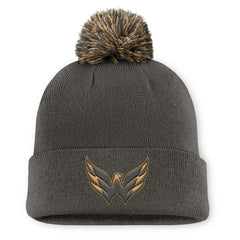 Washington Capitals Fanatics Authentic Pro Military Appreciation Cuffed Knit Hat with Pom Charcoal