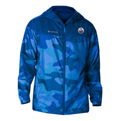 Edmonton Oilers Columbia Camo Flash Challenger Omni-Shade Full-Zip Hoodie Windbreaker Royal