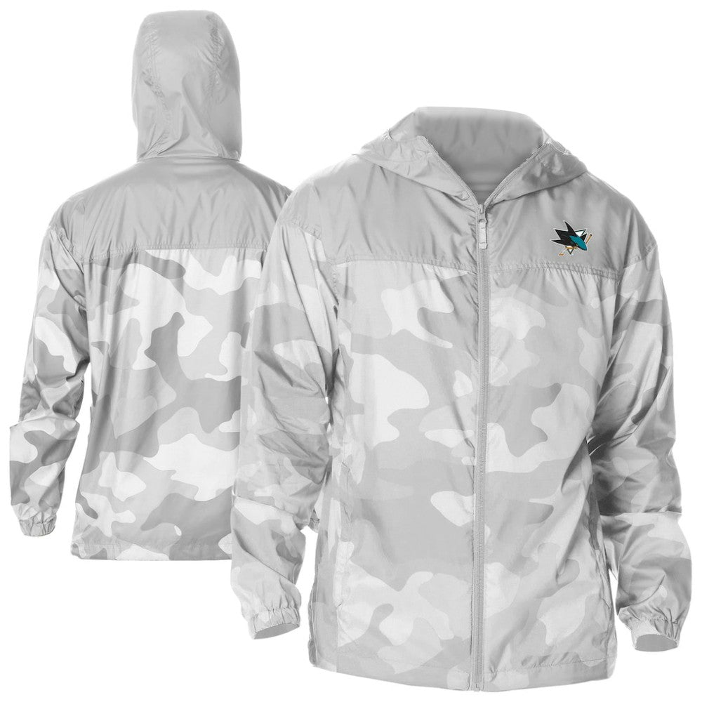 San Jose Sharks Columbia Camo Flash Challenger Omni-Shade Full-Zip Hoodie Windbreaker Gray