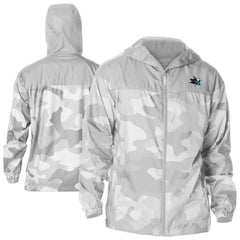 San Jose Sharks Columbia Camo Flash Challenger Omni-Shade Full-Zip Hoodie Windbreaker Gray