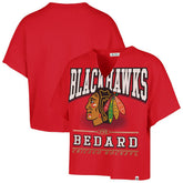 Connor Bedard Chicago Blackhawks '47 Women's Elation Name & Number Oversized Notch Neck T-Shirt Red