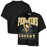 Sidney Crosby Pittsburgh Penguins '47 Women's Elation Name & Number Oversized Notch Neck T-Shirt Black