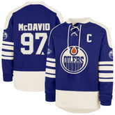 Connor McDavid Edmonton Oilers '47 Player Name & Number Sweep Check Eternal Lacer Sweatshirt Royal