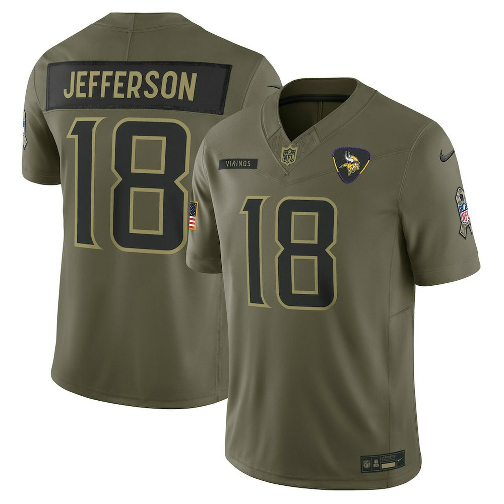 Justin Jefferson Minnesota Vikings 2025 Salute to Service Limited Jersey - Olive