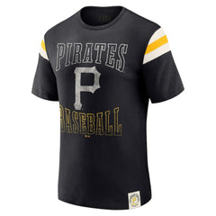 Pittsburgh Pirates Darius Rucker Collection Distressed Sleeve Stripe T-Shirt Black