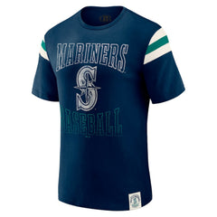 Seattle Mariners Darius Rucker Collection Distressed Sleeve Stripe T-Shirt Navy