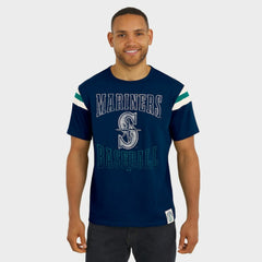 Seattle Mariners Darius Rucker Collection Distressed Sleeve Stripe T-Shirt Navy