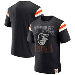 Baltimore Orioles Darius Rucker Collection Distressed Sleeve Stripe T-Shirt Black