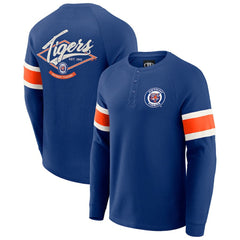 Detroit Tigers Darius Rucker Collection Waffle-Knit Raglan Long Sleeve Henley T-Shirt Blue