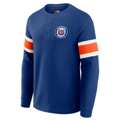 Detroit Tigers Darius Rucker Collection Waffle-Knit Raglan Long Sleeve Henley T-Shirt Blue