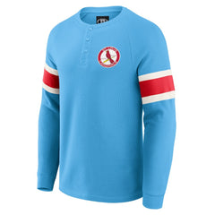 St. Louis Cardinals Darius Rucker Collection Waffle-Knit Raglan Long Sleeve Henley T-Shirt Light Blue