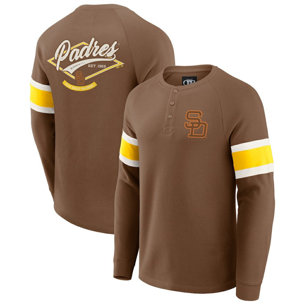 San Diego Padres Darius Rucker Collection Waffle-Knit Raglan Long Sleeve Henley T-Shirt Brown